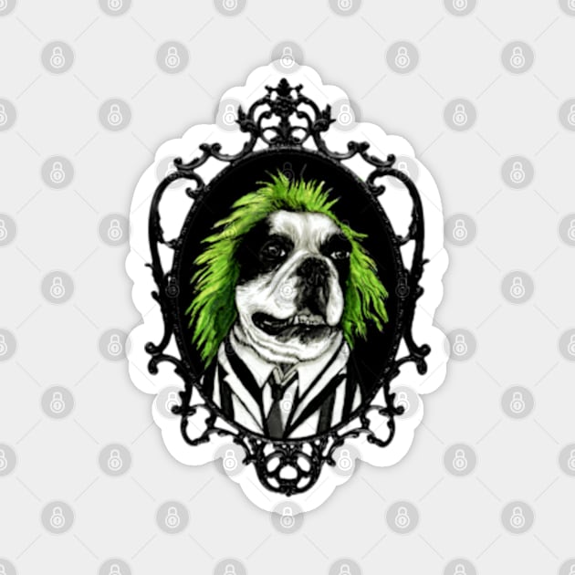 Beetlejuice Bulldog Magnet by Tasmin Bassett Art