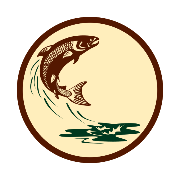 Atlantic Salmon Fish Jumping Water Retro by patrimonio