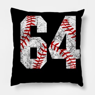 Vintage #64 Baseball Laces Baseball Mom Jersey Love Baseball Pillow