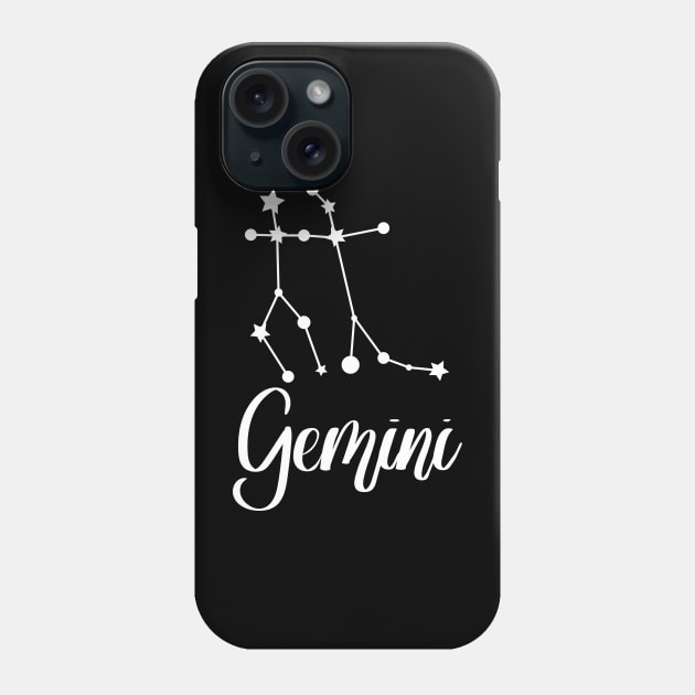 Gemini Zodiac Constellation in White Phone Case by Kelly Gigi