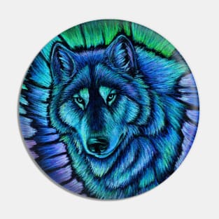 Colorful Wolf Aurora Pin