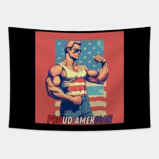 Proud american, gym hard, biceps Tapestry