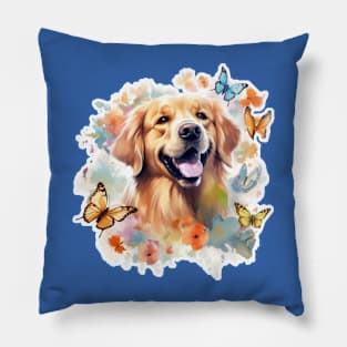 Water Colour Golden Retriever Pillow