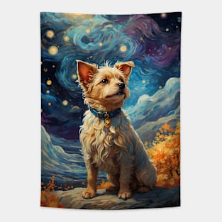 Dog in Van Gogh style Tapestry