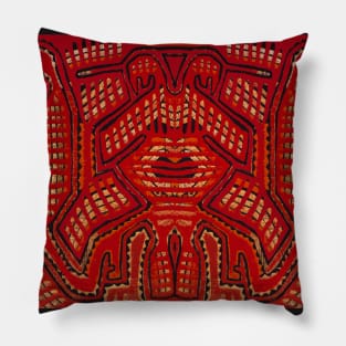 Kuna Indian Monkeys - Red Orange Pillow