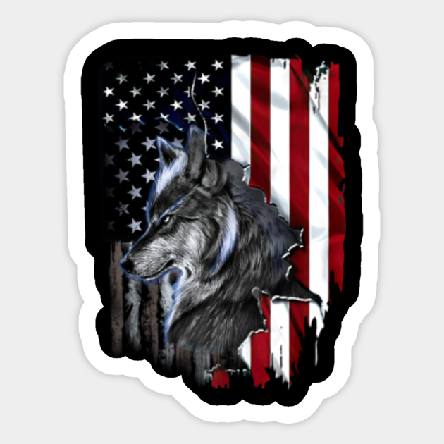 wolf american flag