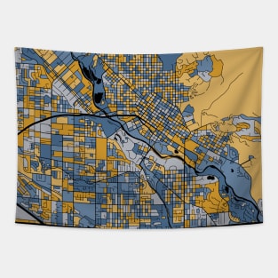 Boise Map Pattern in Blue & Gold Tapestry