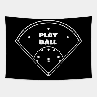 PLAY BALL BASEBALL FIELD DIAGRAM BASEBALL FAN FAVORITE Tapestry