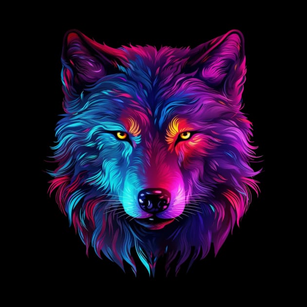 Neon wolf head by CheekyClothingGifts