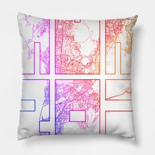 Mumbai, India City Map Typography - Colorful Pillow