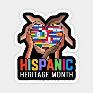 Latin Countries Hands Heart Flags Hispanic Heritage Month Magnet