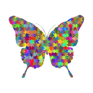 Butterfly in prismatic colourful jigsaw puzzle design 2 T-Shirt