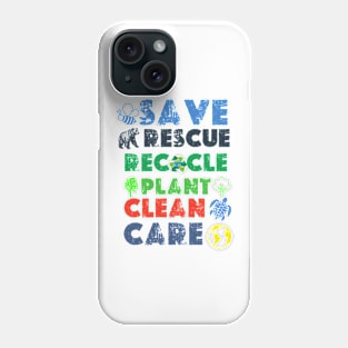 Save Bees Rescue Animals Recycle Plastict Earth Day 2024 Phone Case