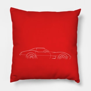 Chevrolet C3 Corvette Stingray - profile stencil, white Pillow