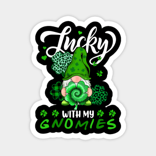 Happy St. Patrick's Day Leopard Tie Dye Shamrock Gnome Magnet