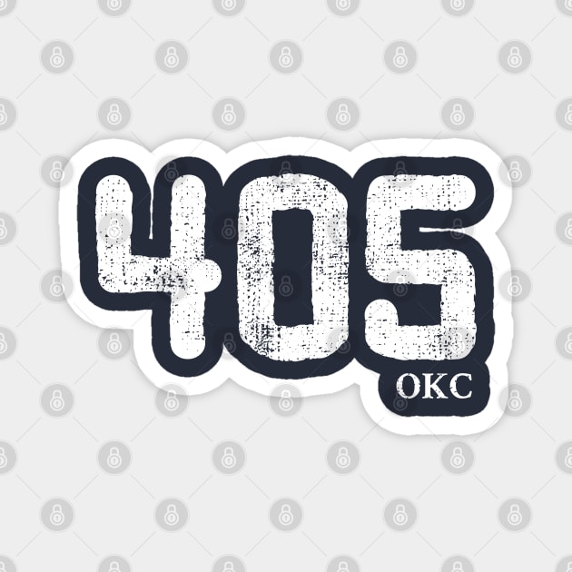 405 Oklahoma Area Code, distressed vintage design for Oklahoma City Magnet by Gold Wings Tees