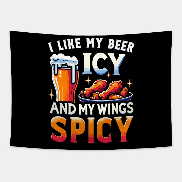 Beer Chicken WIngs Party Pub Crawl Bar Game Night Novelty Funny Beer Tapestry by KsuAnn