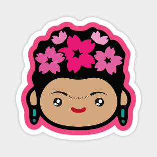 Adorable Frida Kahlo Mexican female artist cute kawaii portrait Magnet