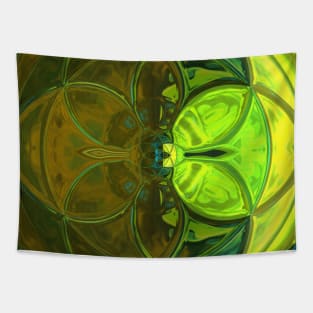 Mosaic Kaleidoscope Flower Green Orange and Blue Tapestry