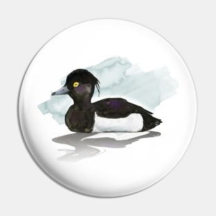 Tufted Duck watercolor Pin