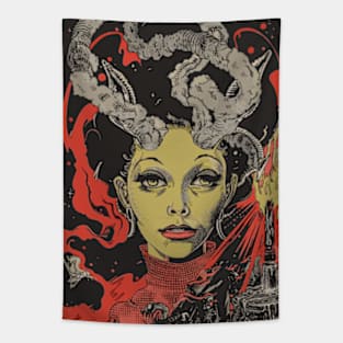 Devil Vintage Witch Tapestry