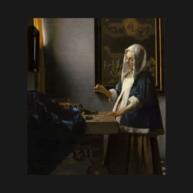 Woman Holding a Balance by Jan Vermeer by Classic Art Stall