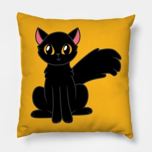 Fluffy Black Cat Pillow