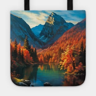 Autumn Lake in a Fantasy Forest Tote