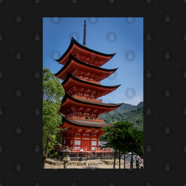 Crimson red Five-storied Pagoda at Itsukushima shine, Miyajima by AvonPerception