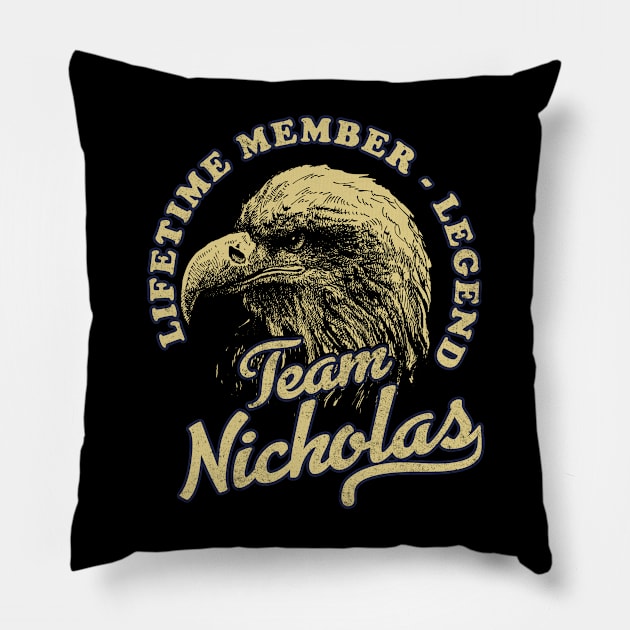 Nicholas Name - Lifetime Member Legend - Eagle Pillow by Stacy Peters Art