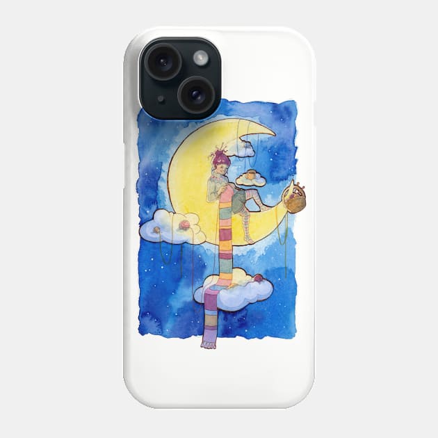 Knitting on the moon Phone Case by Griffindiary