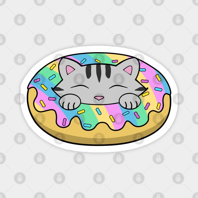 Pastel Rainbow Donut Cat Magnet by Purrfect