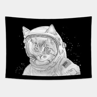 Cat Astronaut in Space Tapestry