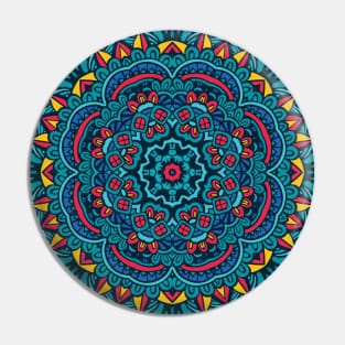 Spiritual Mandala - Ethnic Blue Design Art Pin