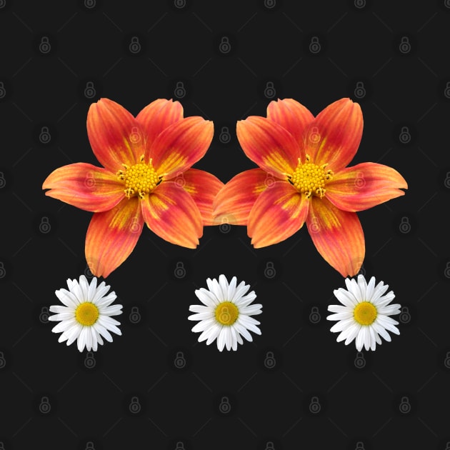 orange blossom with daisy flower floral pattern by rh_naturestyles