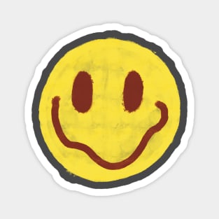 Yellow and Maroon Vintage Smiley Face Magnet