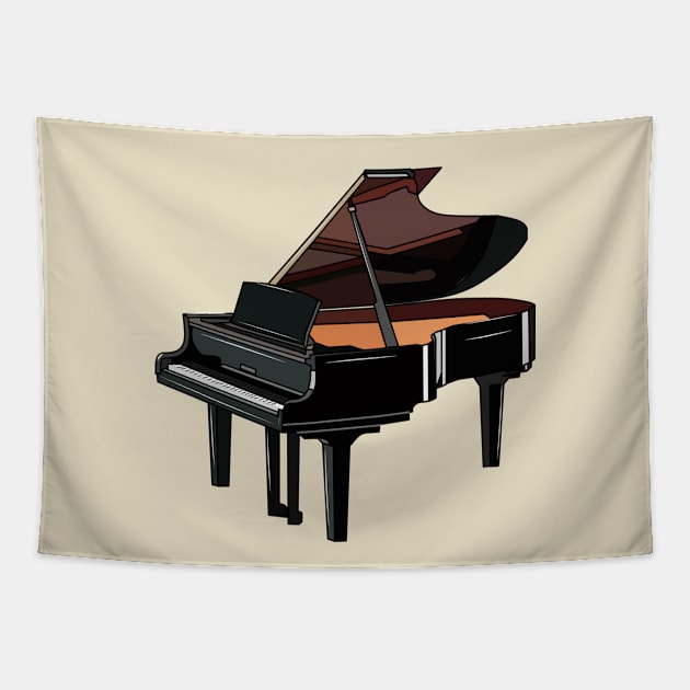 Piano cartoon illustration Tapestry by Miss Cartoon