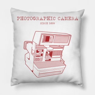 PHOTOGRAPHIC CAMERA red lineart version Pillow