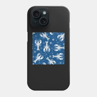 lobster love silver on dark blue Phone Case