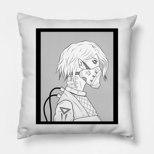 Cyberpunk girl short hair Pillow