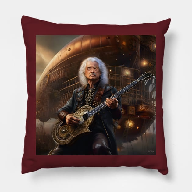 Jimmy Page Zeppelin Pillow by IconsPopArt