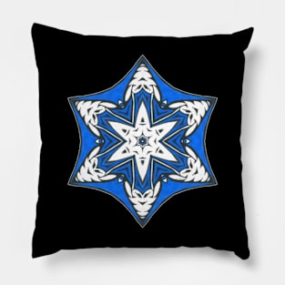 OrnamentalC Unique Blue Black Abstract Mandala Pillow