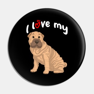 I Love My Fawn Shar-Pei Dog Pin