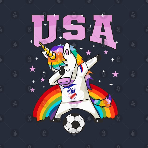 Soccer Dabbing Unicorn - United States Football Cheer by ARMU66