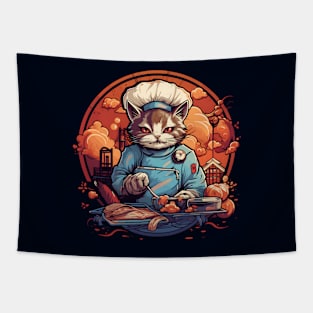 Cooking Chef Cat Tapestry