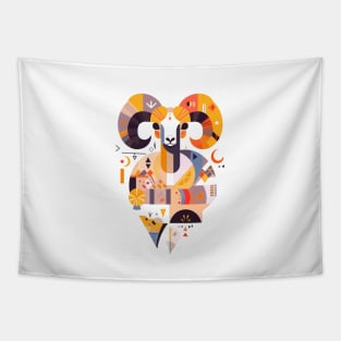 Dynamic Aries Zodiac Design Tapestry