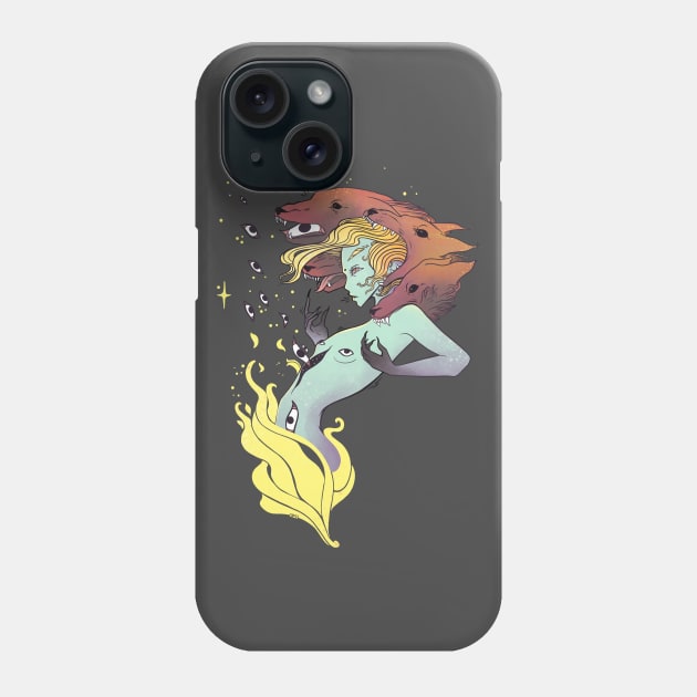 Fire Witch With Wolves Phone Case by cellsdividing