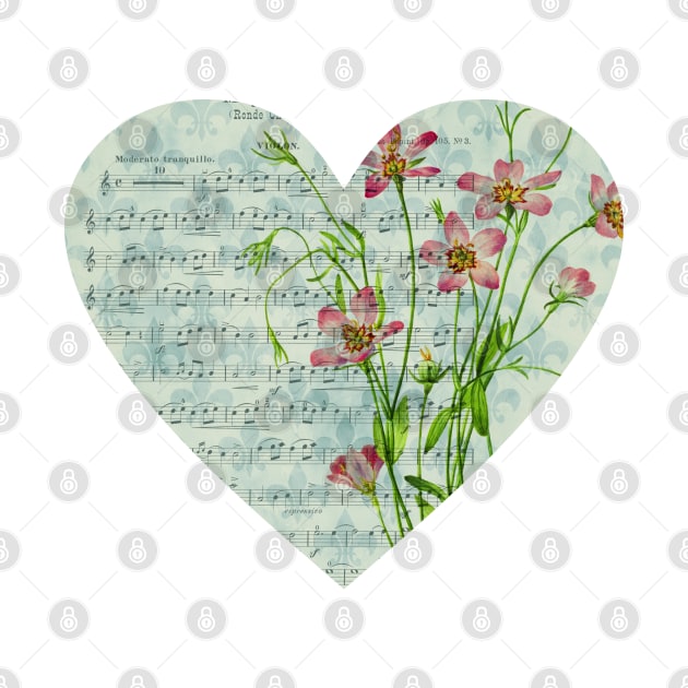 Floral Sheet Music - Heart by KayBee Gift Shop