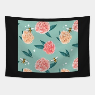 Summer Blooms Bees and Carnations Tapestry