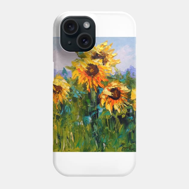 Sunflowers in the wind Phone Case by OLHADARCHUKART